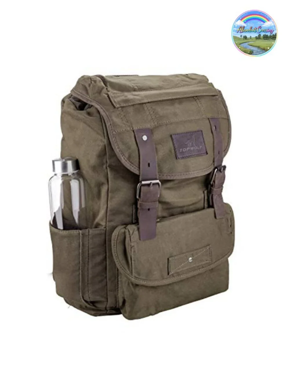 Waterproof Waxed Canvas Backpack Travel Rucksack Leather Trim